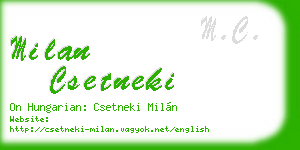 milan csetneki business card